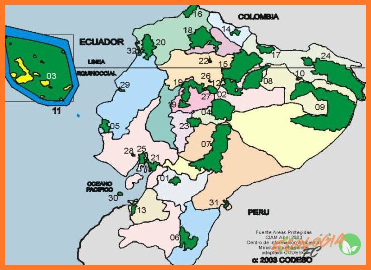 ¿Qué incluye un mapa completo de las áreas protegidas del Ecuador?